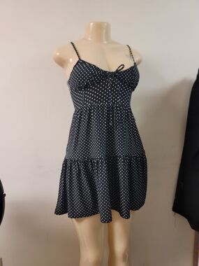 Black Polka Dot Spaghetti Strap Mini Dress